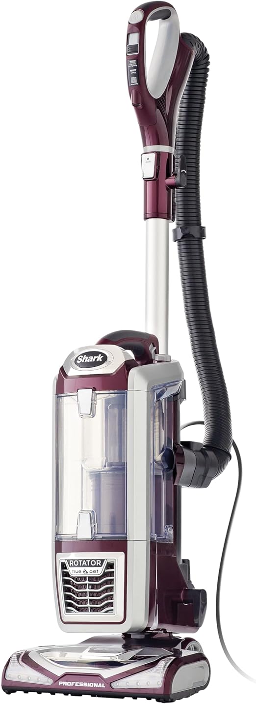 Aspirateur vertical Shark NV752 Rotator Powered Lift-Away TruePet avec filtre HEPA, grand bac à poussière, phares LED, brosse pour tissus d'ameublement, brosse motorisée Perfect Pet et suceur plat, Bordeaux