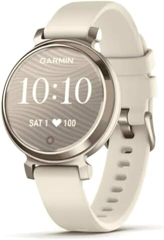 Garmin Lily 2 - Petite Montre connectée et élégante - Cream Gold avec Bracelet Silicone Blanc Coco
