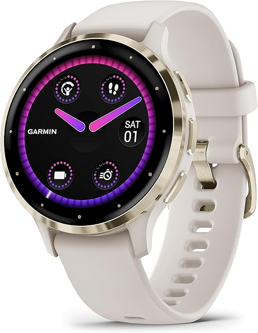 Garmin Venu 3S - Montre connectée GPS Sport et santé - Soft Gold avec Bracelet Ivoire, 41